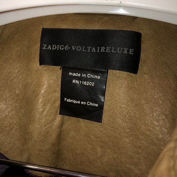 zadig & Voltaire inredible taupe khaki leather bomber jacket S - Picture 2 of 5